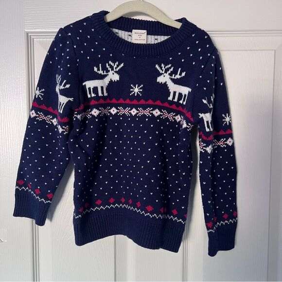 Toddler Cotton Navy Reindeer Christmas Pattern Sweater 4T EUC - Picture 1 of 2